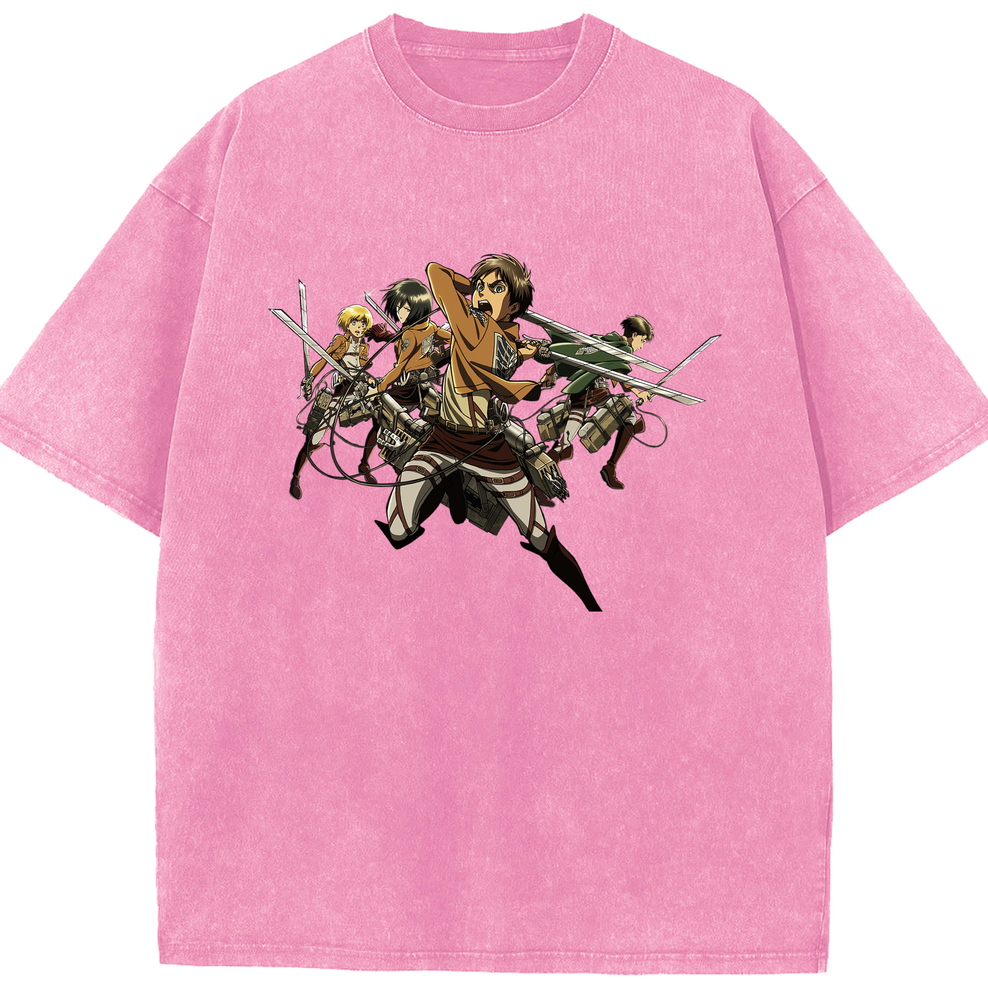 （画像用） 進撃の巨人 エレン･イェーガー Attack on Titan Eren Jäger 綿100% ヴィンテージ風 半袖Tシャツ（フロントプリント）